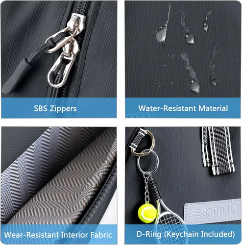 Vista 7 de Mochila de Tenis con Soporte para 2 Raquetas, Bolsa de Raqueta de Tenis de Cuero PU Resistente al Agua para Mujeres y Hombres, Mochila Deportiva