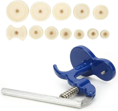 Vista 2 de Set de prensa de reloj profesional kit de reparación de reloj kit de herramientas de reparación con 12 piezas de troqueles azul