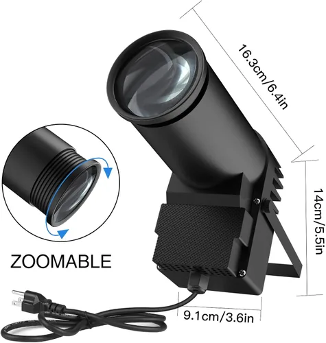 Vista 3 de U`King Pinspot Light RGBW 10W LED Beam Pin Spot por DMX 512 Proyector controlado activado por sonido para espejo, fiesta, boda, DJ, discoteca