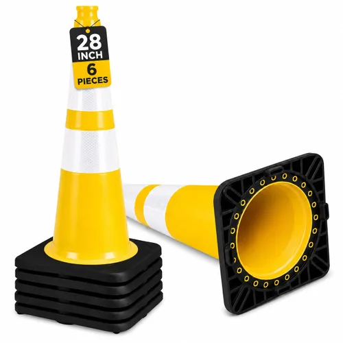Vista 10 de BESEA Paquete de 4 conos de tráfico azules de 12 pulgadas con collar reflectante de 4 pulgadas, conos de seguridad de PVC resistentes con base