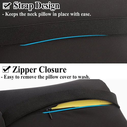Vista 6 de Almohada de coche con asiento de espuma viscoelástica, soporte para cabeza y cuello, cojín para reposacabezas automático, silla de viaje