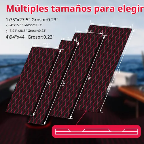 Vista 2 de Hoja de espuma EVA para cubierta de lancha, autoadhesiva, impermeable, suelo marino de teca sintética, antideslizante, para lancha de pesca, yate