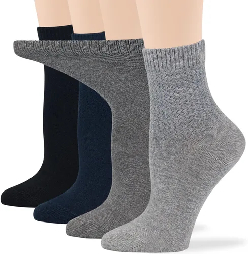 Vista 77 de 7BIGSTARS KINGDOM Women's Cotton Quarter Non-Binding Diabetic Fashion Socks-L-M-4 Pack-Multicolor