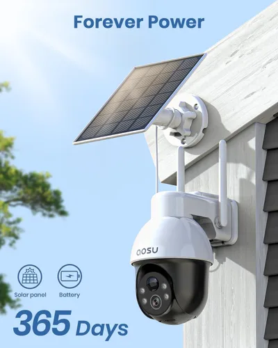 Vista 5 de aosu 3K/5MP cámaras de seguridad solar al aire libre inalámbrico 2.4/5 GHz WiFi timbre video con aosuBase Mini