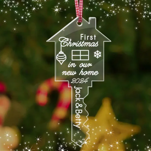 Vista 4 de Adornos personalizados para árbol de Navidad, decoración de primera Navidad para el nuevo hogar, nombres grabados de miembros de la familia, adorno
