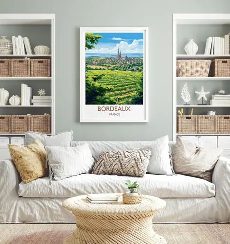 Vista 3 de Póster de Burdeos, Impresión de Viajes de Burdeos, Región Vinícola, Francia, Europa, Viajes