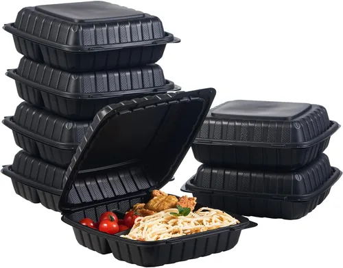 Vista 14 de Jaluxing 100 unidades de contenedores desechables de plástico transparente con bisagras para llevar alimentos, 15 cm de ancho, envases desechables