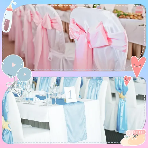Vista 6 de Jspupifip - 12 caminos de mesa de satén de 11 x 72 pulgadas para baby shower, revelación de género, Año Nuevo, Día de San Valentín, banquete