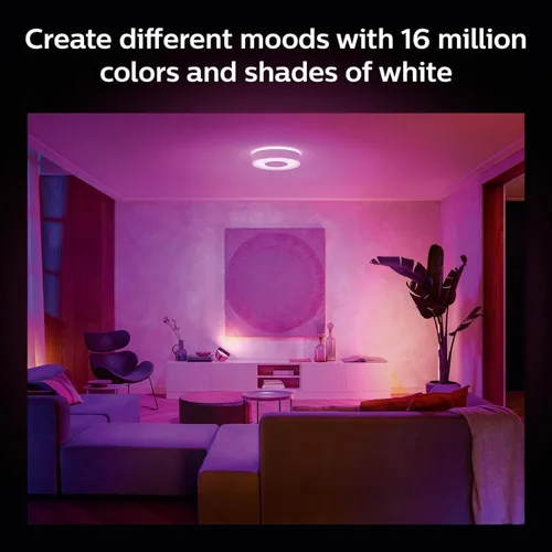 Vista 8 de Philips Hue Infuse - Lámpara de techo mediana, color blanco, luz LED inteligente que cambia de color, color blanco, 1 paquete, control