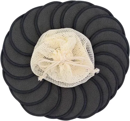 Vista 4 de Chloven Paquete de 25 almohadillas de bambú reutilizables para desmaquillarse de carbón, almohadillas de algodón reutilizables de bambú para tóner
