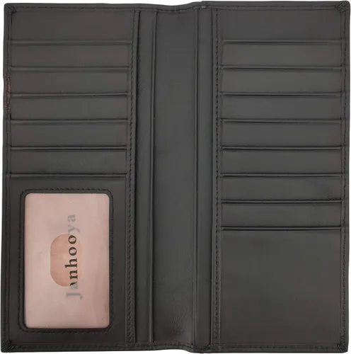 Vista 4 de Janhooya Cartera vaquera occidental con bloqueo RFID para hombre Negro Star Black Cartera RFID