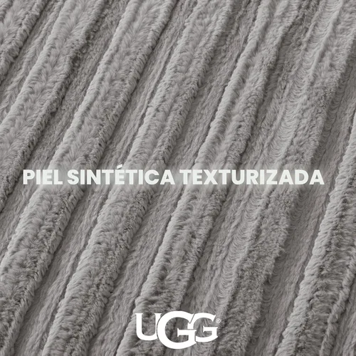 Vista 4 de UGG Kenzie - Juego de edredón tamaño Queen, pelo sintético de felpa, 3 Cara de piel sintética, relleno alternativo al plumón, 2 fundas
