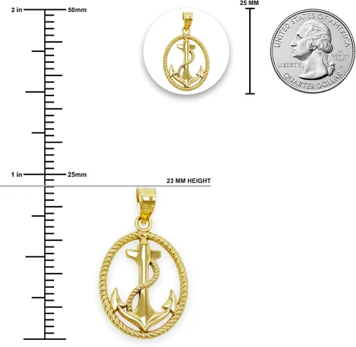 Vista 2 de Colgante Ancla de Oro - Oro de 10 quilates - Joyería Náutica - Joyas de ancla
