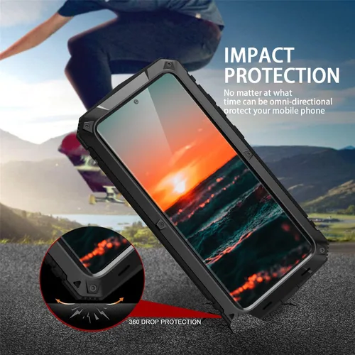 Vista 7 de Simicoo Compatible con Samsung S20 Ultra Metal Bumper Funda de silicona Militar a prueba de golpes resistente resistente Funda protectora de Negro