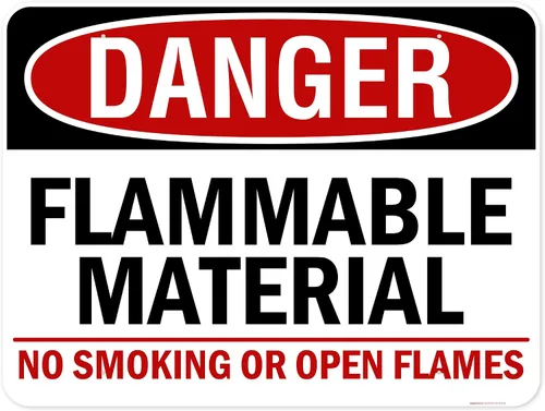 Vista 18 de Cartel de peligro de material inflamable No Smoking or Open Flames, 7 x 10 pulgadas, libre de óxido, aluminio 040, resistente a la decoloración