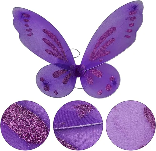 Vista 7 de Dushi - Disfraz de mariposa con alas de hadas para fiesta de cumpleaños, fiesta de disfraces, L
