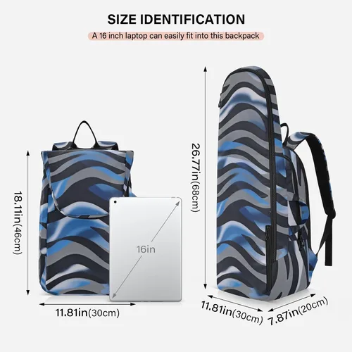 Vista 3 de Bolsas de raqueta de bádminton para tenis, impermeables, con textura animal azul-gris, bolsa deportiva para pickleball para hombres y mujeres, bolsa