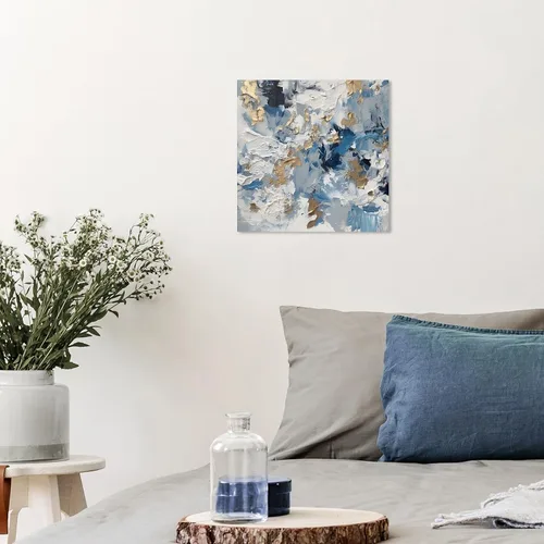 Vista 5 de Wynwood Studio Lienzo abstracto y contemporáneo envuelto, crema batida de montaña de hielo, arte de pared para sala de estar, dormitorio y baño, 12