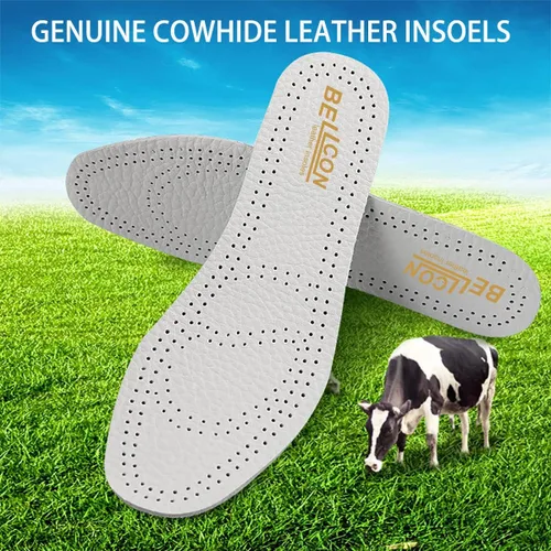 Vista 3 de Bellcon - Plantillas de cuero para hombres, inserciones de cuero fino para botas de hombre, almohadillas de zapatos de longitud completa con carbono