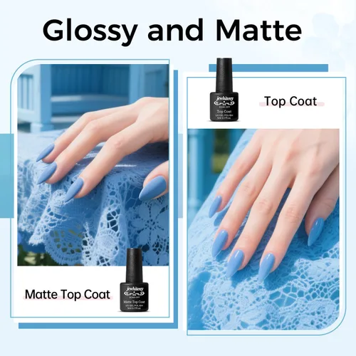 Vista 3 de JEWHITENY - Kit de uñas de gel poli con lámpara UV, 14 colores en tonos púrpura, desnudo, gris, negro, azul y purpurina, kit de iniciación con capa