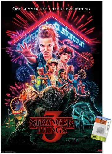 Vista 7 de Trends International Netflix Stranger Things: Season 3 - Póster de pared de una hoja, 14.72 x 22.37 pulgadas, paquete de póster y alfiler premium