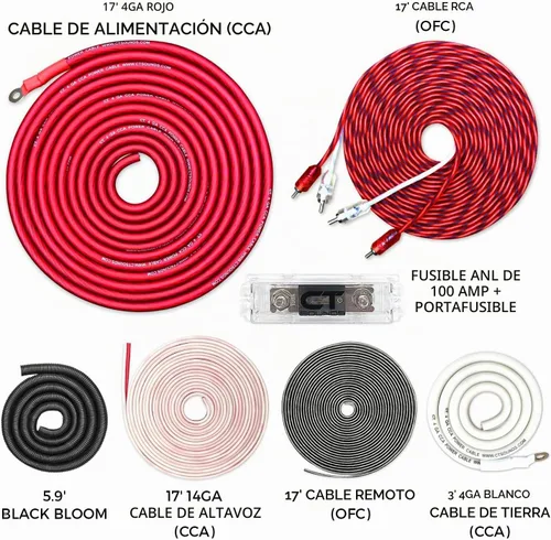 Vista 6 de CT Sounds Kit de instalación de cableado de amplificador completo calibre 4 CCA, AMPKIT-4GA-PRO