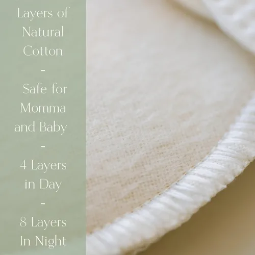 Vista 4 de NuAngel Day & Night Almohadillas de lactancia reutilizables para lactancia materna, 100% algodón, día de 4 capas, protección nocturna de 8 capas