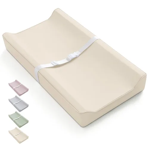 Vista 12 de Blissful Diary Cambiador de bebé de cuero vegano con cubierta de poliuretano impermeable y fácil de limpiar, tamaño aguacate, cómodo cambiador