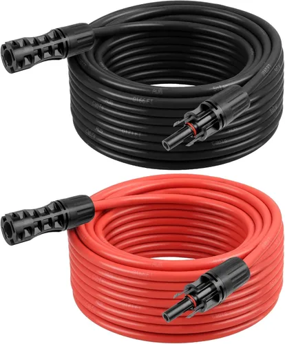 Vista 19 de Cable de Extensión Solar de 8 AWG 3 Pies Negro + 3 Pies Rojo, Cable de Panel Solar de Calibre 8 Macho a Hembra Alambre de Cobre Estañado para Panel