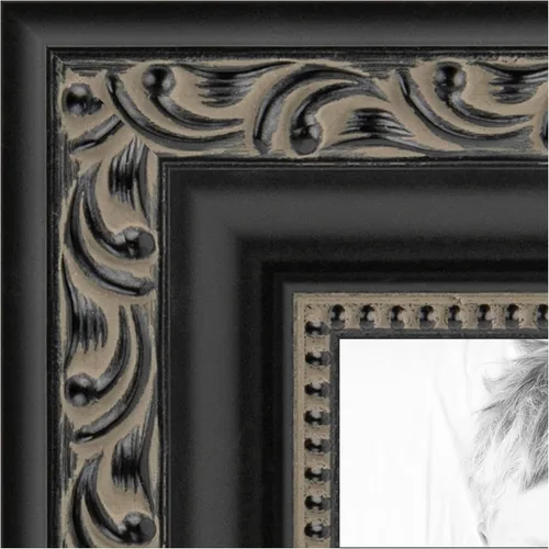Vista 4 de ArtToFrames Marco de fotos negro de 4 x 4 pulgadas, este marco de póster personalizado de 1.25 pulgadas es de color negro antiguo, viene con vidrio