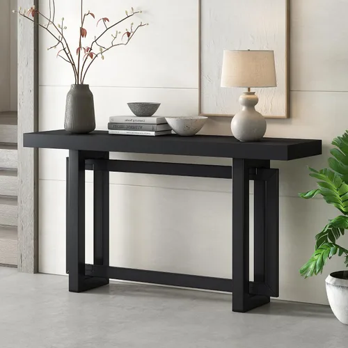 Vista 17 de Quarte Elegante mesa consola con tres cajones de almacenamiento, mesa de sofá extra larga para entrada, pasillo, sala de estar, vestíbulo, pasillo