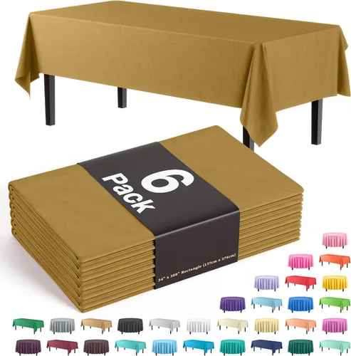 Vista 25 de Party Solids Paquete de 6 manteles de plástico prémium de 54 pulgadas x 108 pulgadas. Cubierta de mesa rectangular de plástico - Aqua