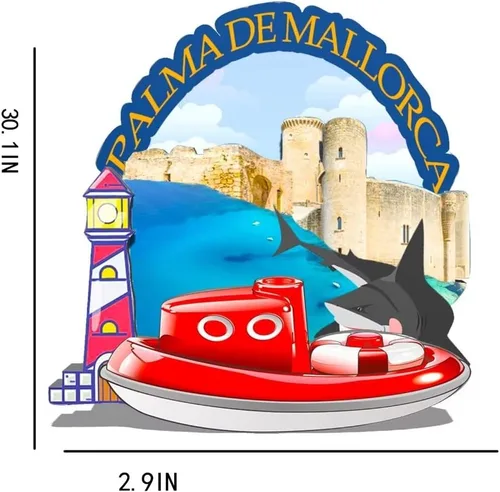 Vista 3 de Imán de madera para nevera, diseño de Palma de Mallorca de España, monumentos 3D, recuerdos coleccionables, decoración hecha a mano -90