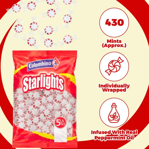 Vista 3 de Colombina Starlight Mints - Caramelos duros de menta, envueltos individualmente, sabor a menta, 430 unidades (80 onzas)