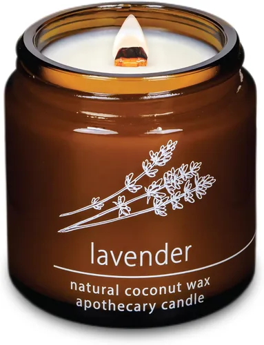 Vista 46 de Vela de mecha de madera agrietada Hemlock Park hecha a mano con cera de coco natural (grande de 16 oz, ámbar) Coconut Apricot Wax Crackling Wood
