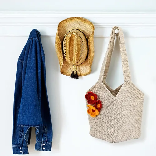 Vista 6 de Pnytty Beginner Crochet Kit for Adults, Shoulder Bag Crochet Starter Kit Beige