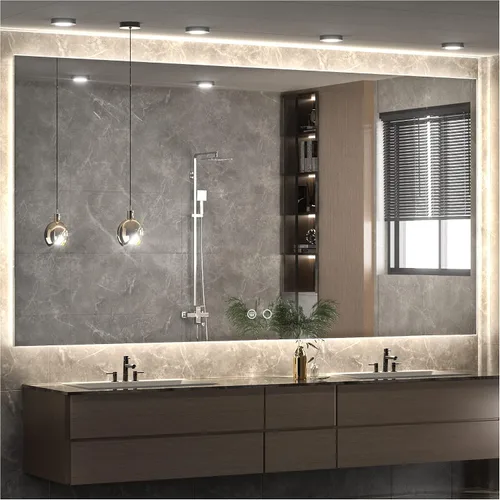 Vista 25 de Keonjinn - Espejo de 48x30 pulg retroiluminado LED para baño/tocador, luz de 3 colores ajustables blanca/cálida/natural, lúmenes altos, montaje