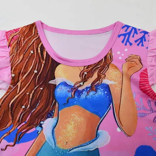 Vista 2 de AOVCLKID Vestido casual de princesa para niñas pequeñas, vestido estampado de dibujos animados