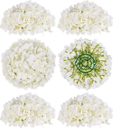 Vista 16 de BLOSMON Hydrangea Artificial Flowers Ball Centerpieces for Wedding, 6 Pcs Borgoña