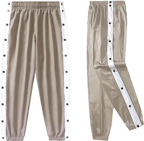 Vista 4 de Pantalones de baloncesto para hombre, pantalones de atletismo con abertura lateral con cierre a presión, pantalones de cintura desgarrable