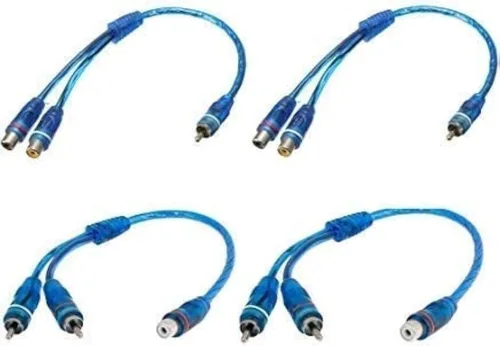 Vista 2 de Conector adaptador RCA Y 1 hembra a 2 machos, cable adaptador divisor RCA de audio para automóvil, azul (paquete de 2)