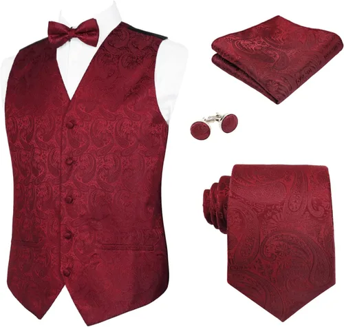 Vista 19 de Alizeal Conjunto de 4 piezas de chaleco floral con lazo y bolsillo cuadrado 185-champán