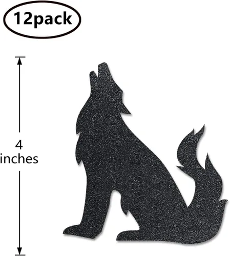 Vista 2 de Recortes de lobo, paquete de 12 decoraciones de mesa de doble cara para fiesta de cumpleaños