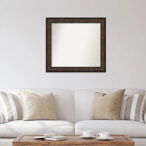 Vista 203 de Amanti Art Espejo de pared personalizado no biselado (25 x 25 pulgadas), marco de bronce acentuado, varios tamaños personalizados, espejo de baño