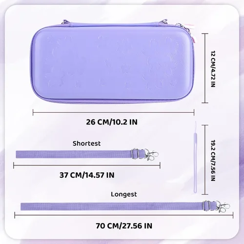 Vista 3 de RHOTALL Sakura Embossing Cute Carrying Case Set for Nintendo Switch OLED, Accessories Bundle for Switch OLED with Hard Case, Screen Protector, 4