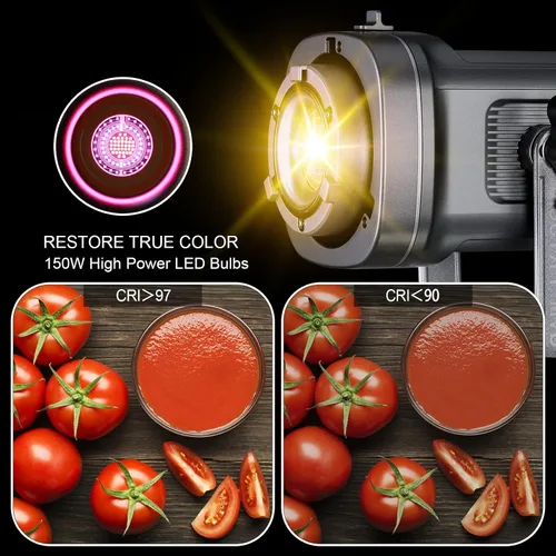 Vista 2 de GVM - Kit de luz de video RGB de 150 W, 2700 K ~ 7500 K, luz de video LED bicolor, kit de iluminación de estudio de fotografía con linterna softbox