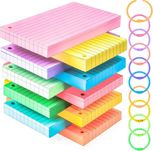 Vista 9 de 600 tarjetas de índice de colores en blanco de 3 x 5 pulgadas, tarjetas flash en blanco, tarjetas de notas en blanco, bloc de tarjetas coloridas