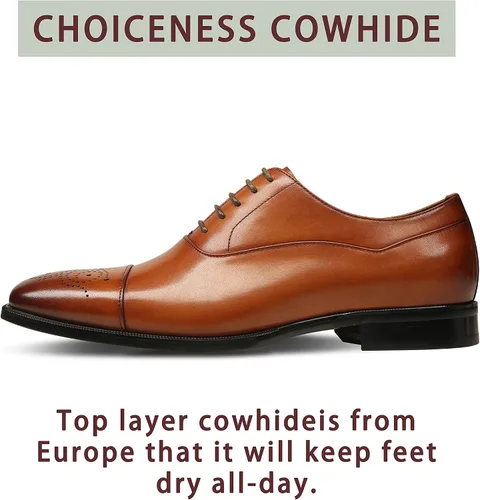 Vista 2 de FRASOICUS Zapatos de vestir para hombre, zapatos formales Oxford clásicos con cordones para hombre