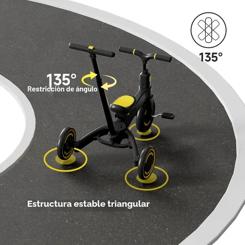 Vista 4 de WinHope Triciclo de empuje 9 en 1 para niños pequeños de 1 a 3 años, triciclo convertible para niños con asa de empuje y cinturón de seguridad