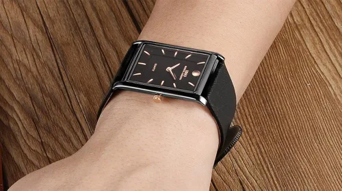 Vista 6 de IBSO Men Watches 7MM Ultra-Thin Rectangle Dial Watch Classic Quartz Wristwatch